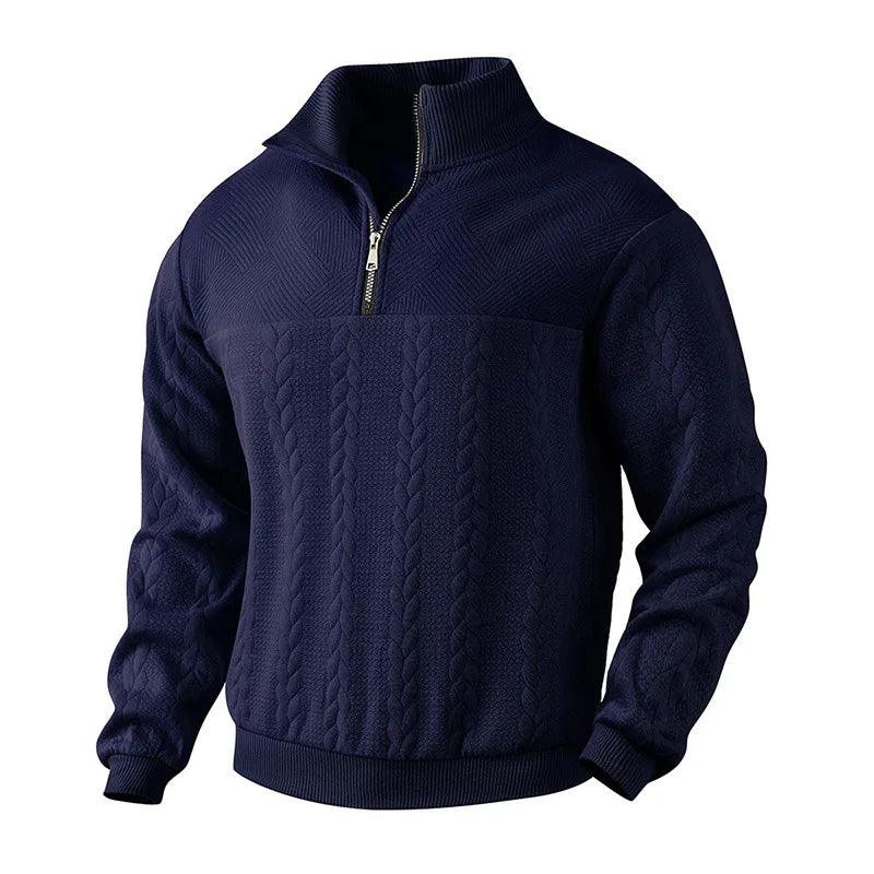 Nordex | Men's Jacquard Zip Pullover Sweater with Stand-Up Collar