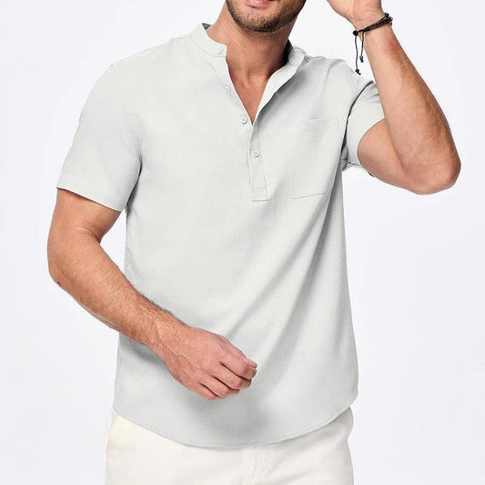 Shoreline Henley | Men's Lightweight Cotton Beach Shirt with Pocket - northernnomad