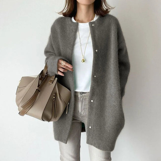 Women's Knitted Cardigan with Button Closure