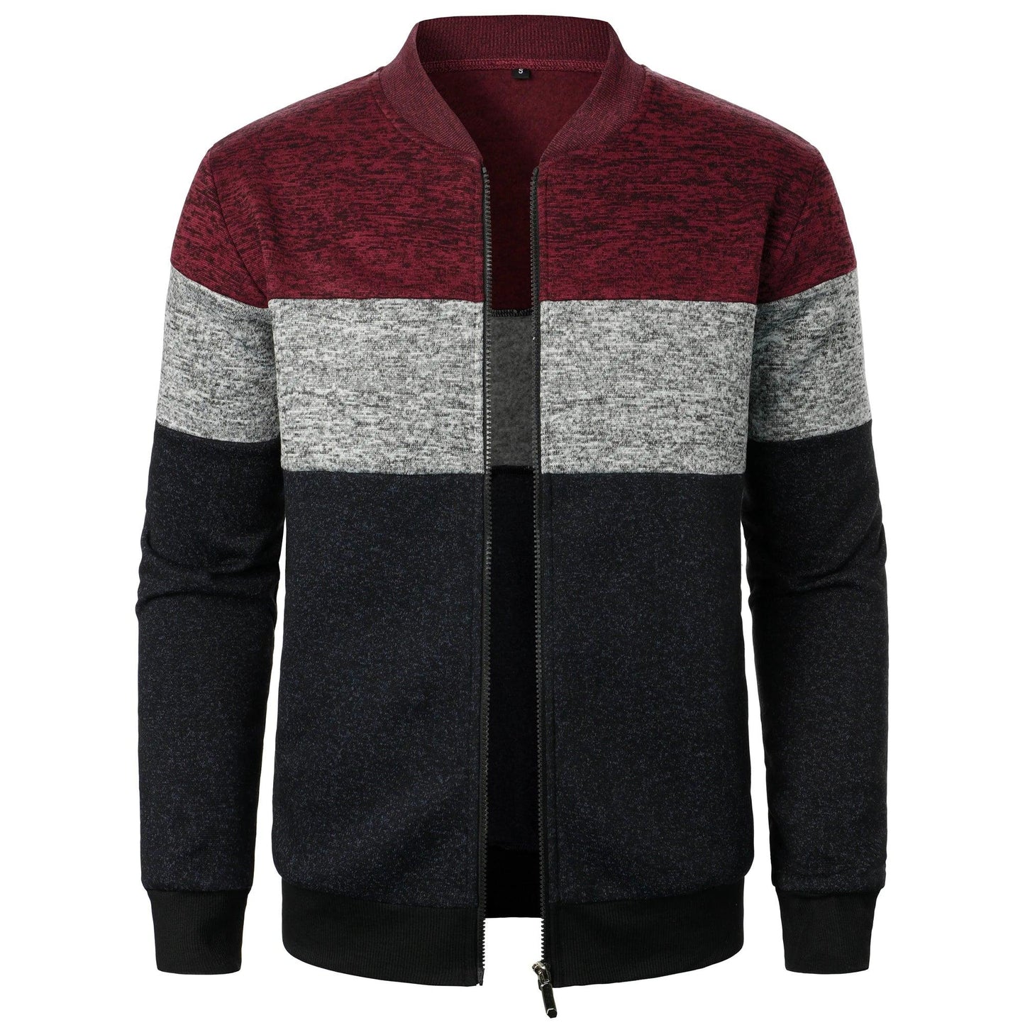 Strix Stand Collar Knit Jacket | Autumn Streetwear with Zipper Closure & Striped Pattern