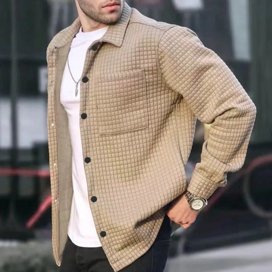 Men's Quilted Casual Jacket - Relaxed Fit - Button Front