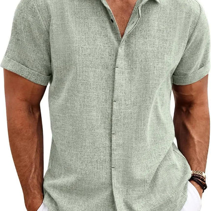 The Milo Short Sleeve Cotton-Linen Shirt | Lightweight Pullover for Casual Summer Comfort - northernnomad