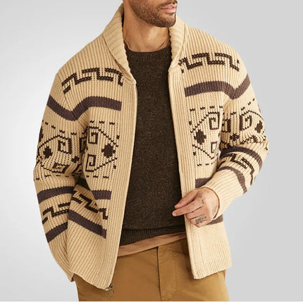 Men's Wool Knit Cardigan Sweater Slim Fit Zipper Front