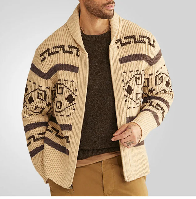 Men's Wool Knit Cardigan Sweater Slim Fit Zipper Front