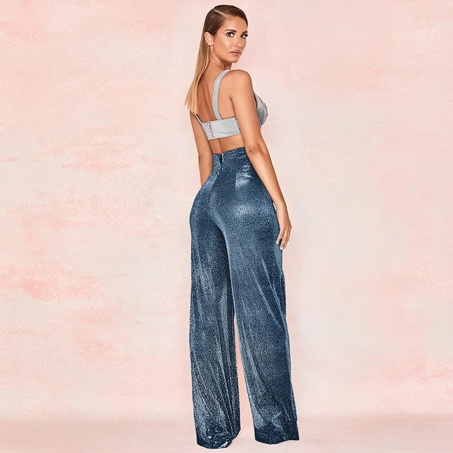 Women's Wide-Leg Trousers Metallic Shimmer