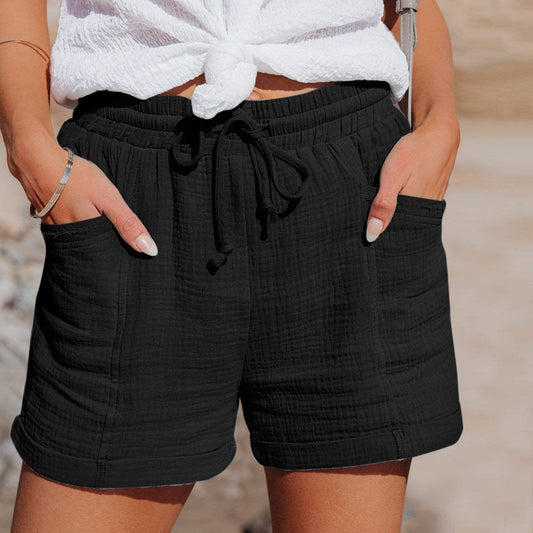 Women's Casual Shorts Lightweight Breathable Fabric Elastic Waist Drawstring