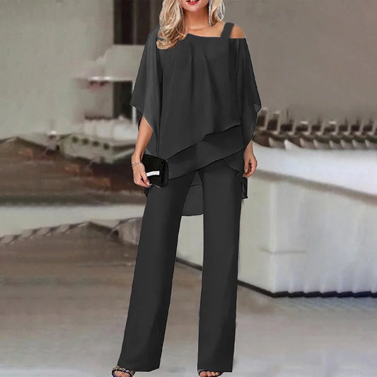 Women's Cold Shoulder 2-Piece Set - Flowy Style