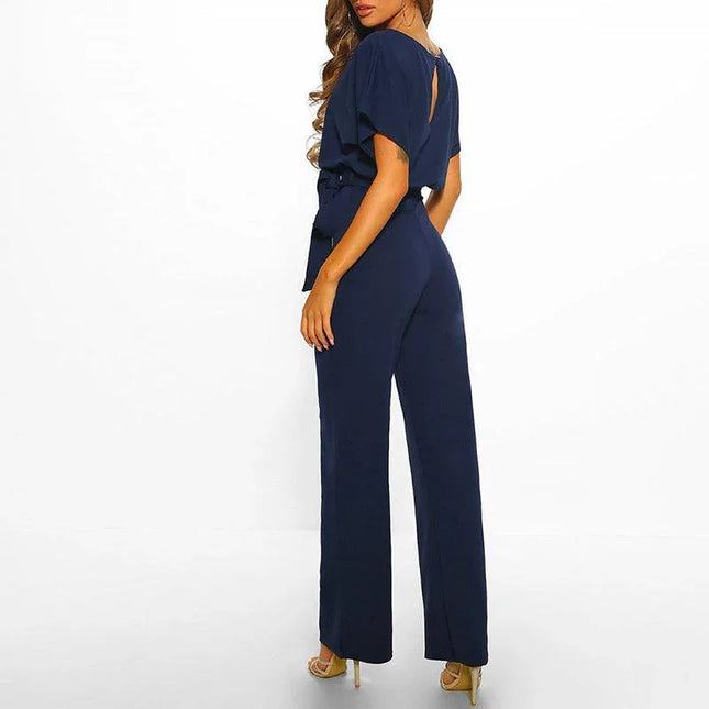 Women's Belted Jumpsuit Elegant Chic Style