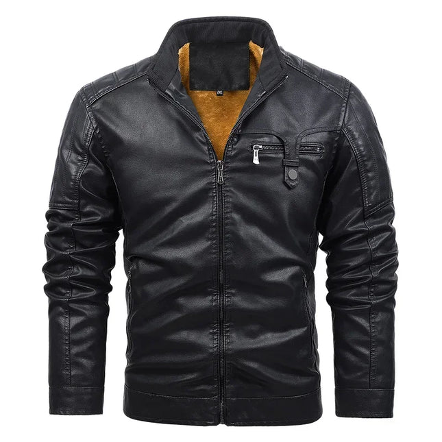 Men's Leather Biker Jacket Classic Style