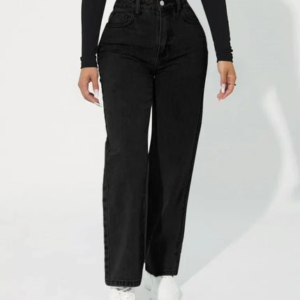 Women's High-Waisted Straight-Leg Jeans Denim