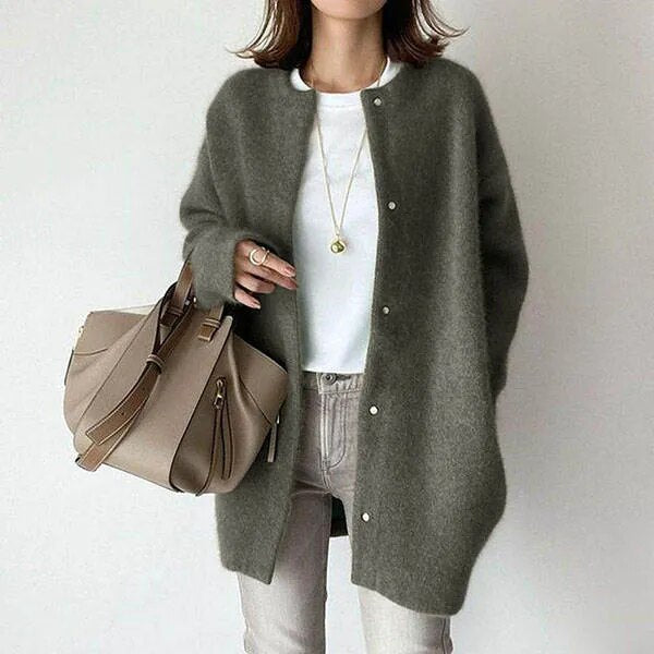 Women's Knitted Cardigan with Button Closure