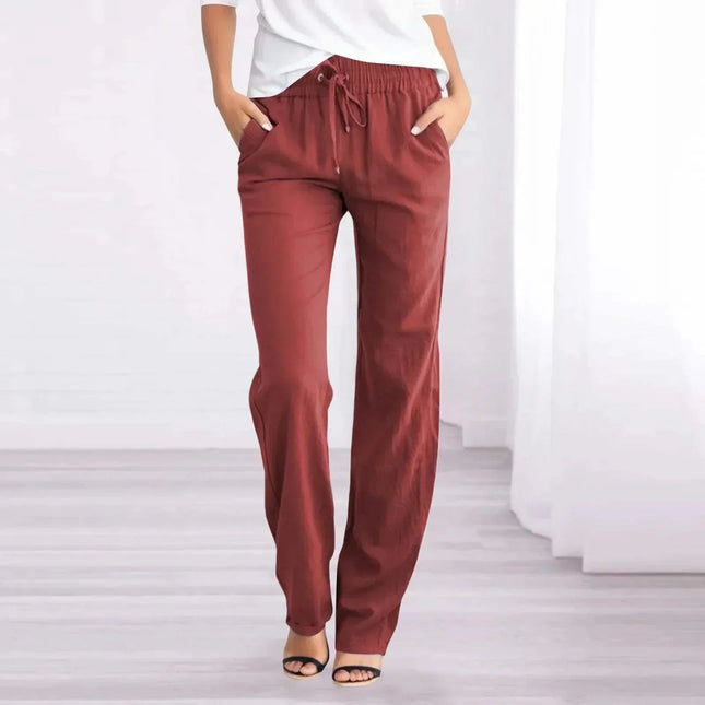 Women's Casual Trousers Lightweight Breathable Fabric Relaxed Fit Elastic Waist