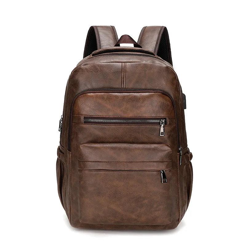 Men's Premium Leather Backpack | Stylish 15" Laptop Bag with USB Charging Port for Business and Travel