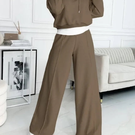 Women's Relaxed Fit Knit Lounge Set with Hoodie and Drawstring Trousers