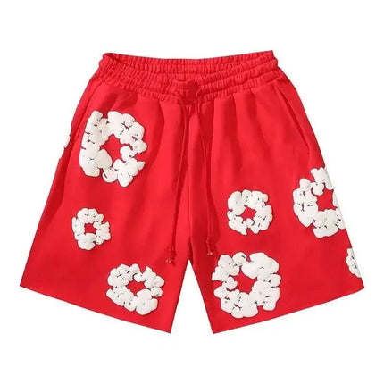 Men's Floral Print Denim Pants