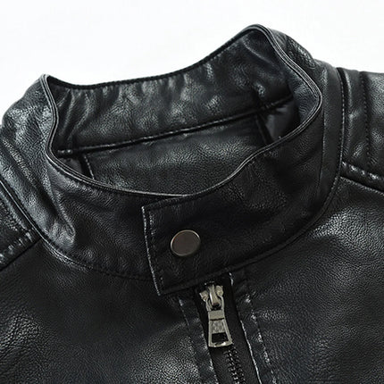 Men's Vintage PU Leather Windbreaker Jacket