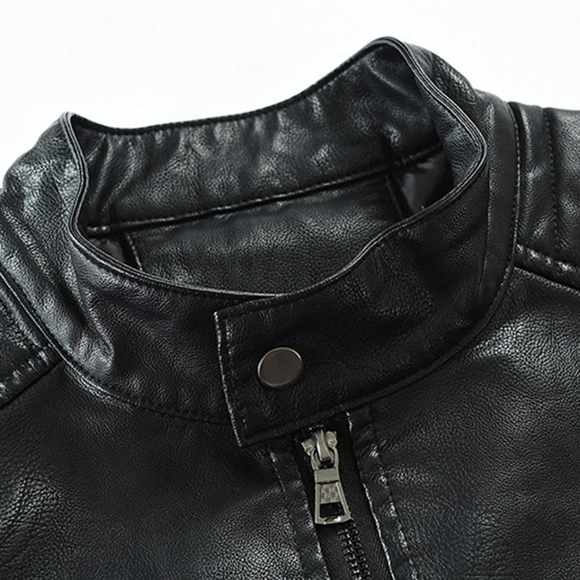 Men's Vintage PU Leather Windbreaker Jacket