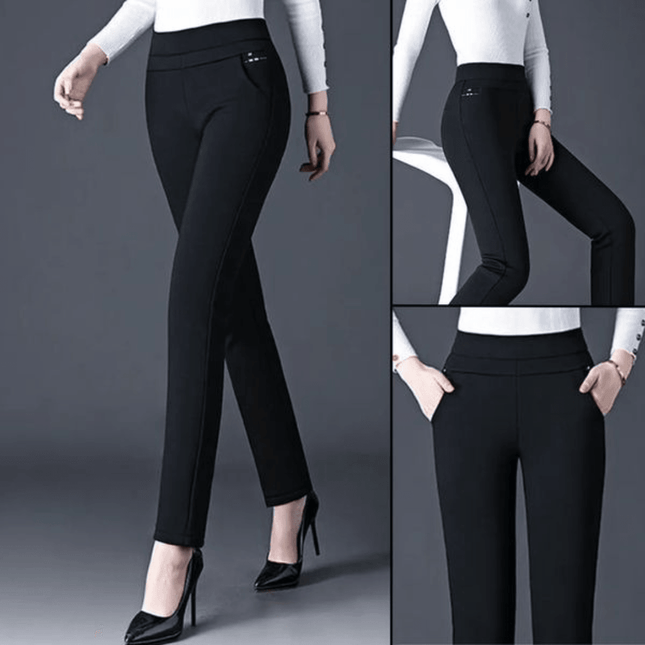 Women's High-Waisted Stretch Leggings with Faux Pocket Detail