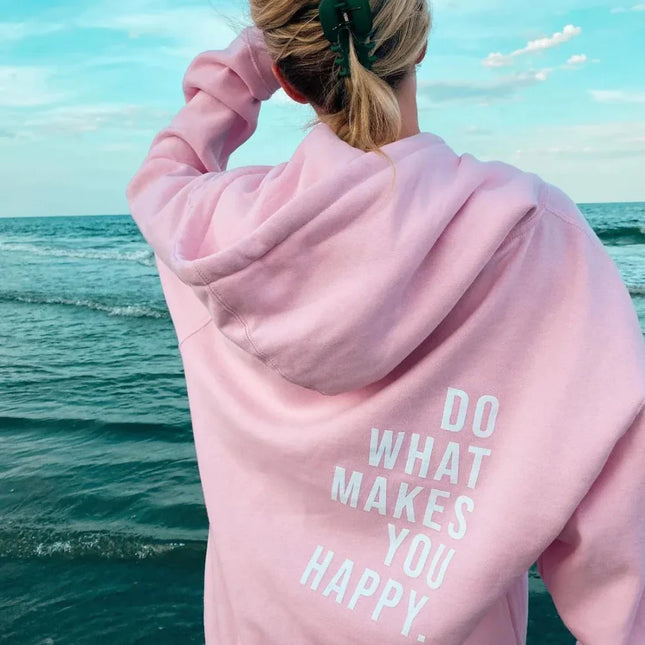 Women's Hooded Sweatshirt with Text Print