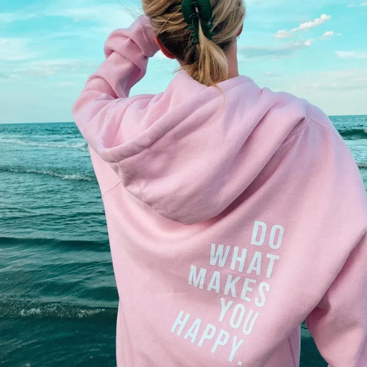 Women's Hooded Sweatshirt with Text Print