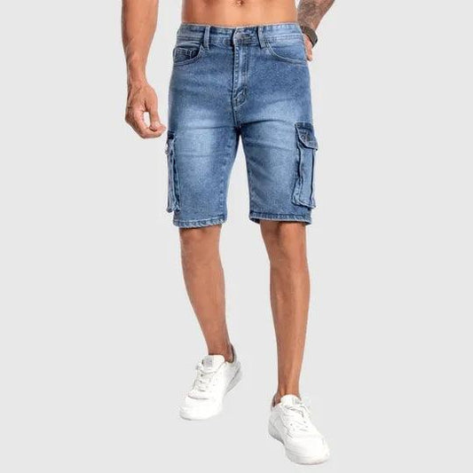Men’s Cargo Shorts Denim Mid-Length Casual Fit Multiple Pockets