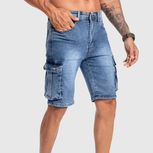 Men’s Cargo Shorts Denim Mid-Length Casual Fit Multiple Pockets