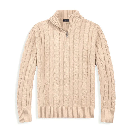 Men's Half-Zip Sweater High-Quality Cotton