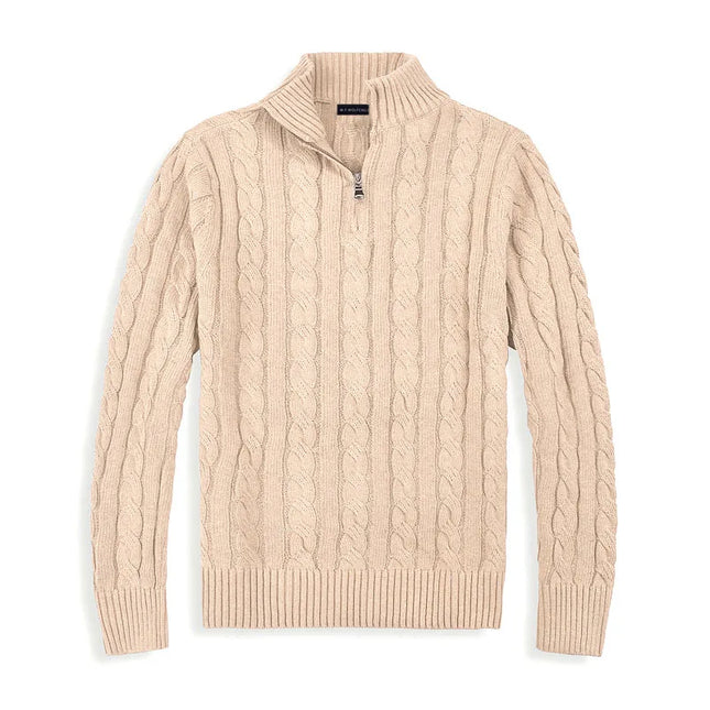 Men's Half-Zip Sweater High-Quality Cotton