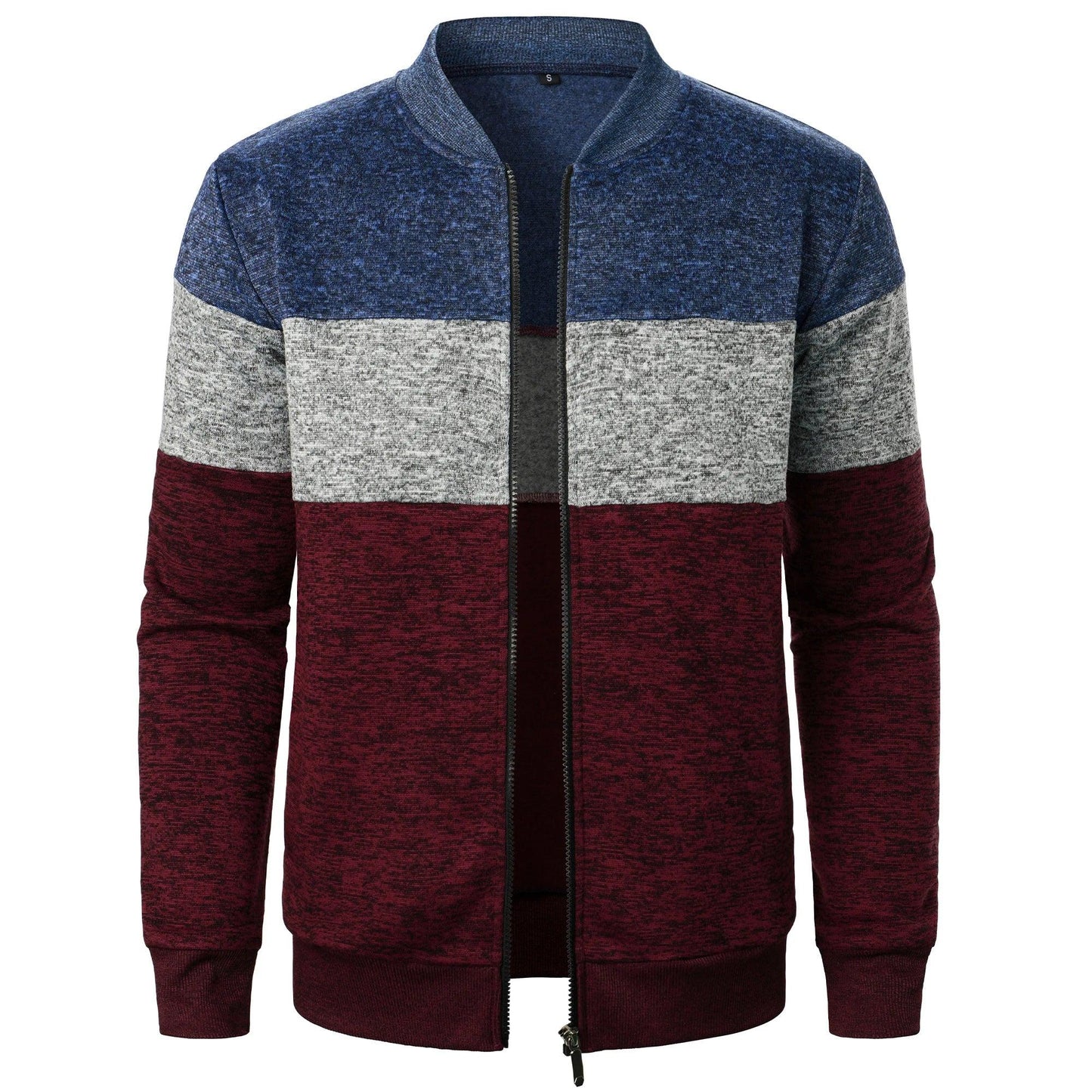 Strix Stand Collar Knit Jacket | Autumn Streetwear with Zipper Closure & Striped Pattern