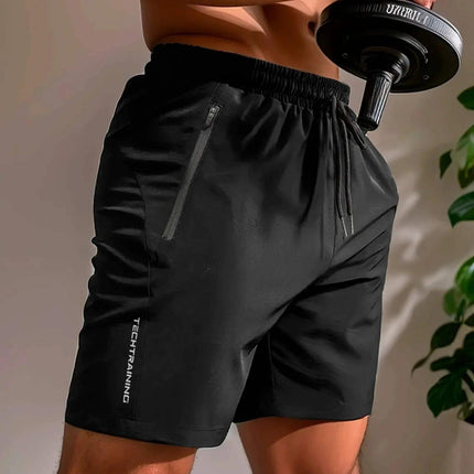 Men's Moisture-Wicking Athletic Shorts with Stretch Fabric and Zip Pocket