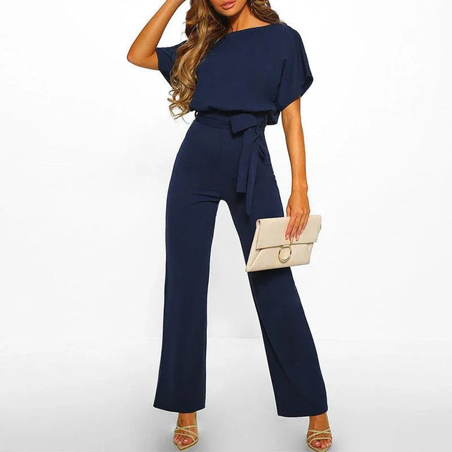 Women's Belted Jumpsuit Elegant Chic Style