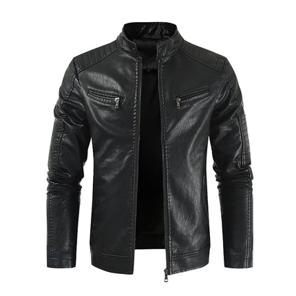Men's Vintage PU Leather Windbreaker Jacket