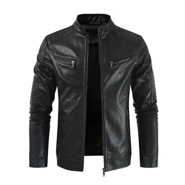 Men's Vintage PU Leather Windbreaker Jacket
