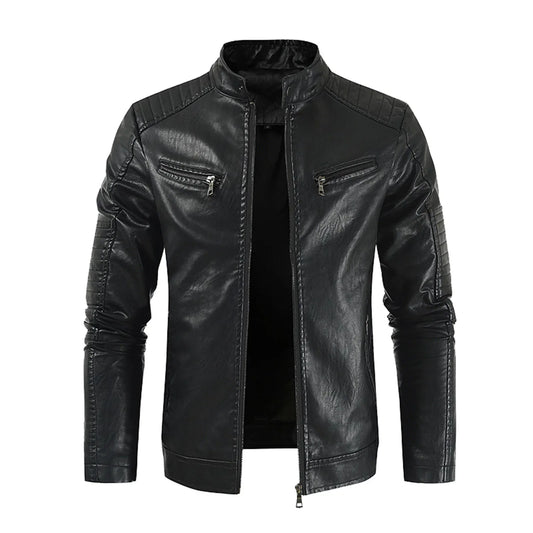 Men's Vintage PU Leather Windbreaker Jacket