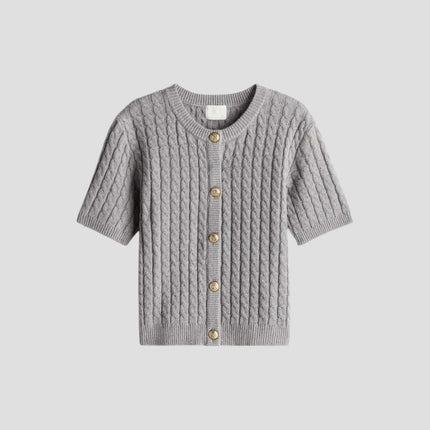 Women's Knitted Cardigan Short Sleeve Button Closure