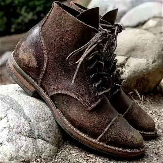 Men's Ankle Boots Leather Lace-Up