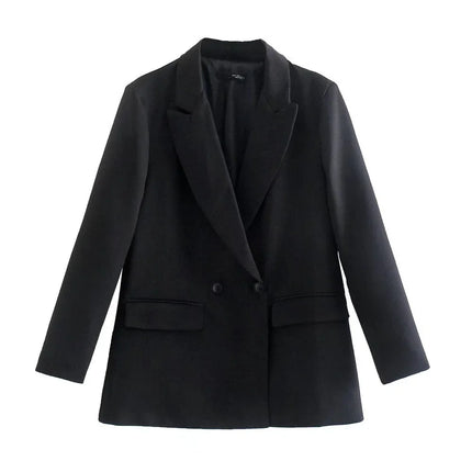 Women's Tailored Blazer Double-Breasted Structured Silhouette Notched Lapels