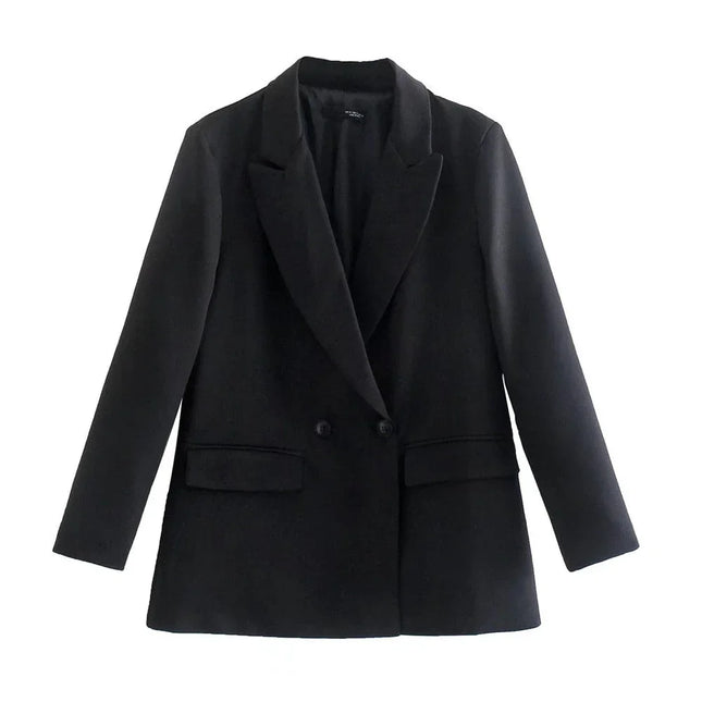 Women's Tailored Blazer Double-Breasted Structured Silhouette Notched Lapels