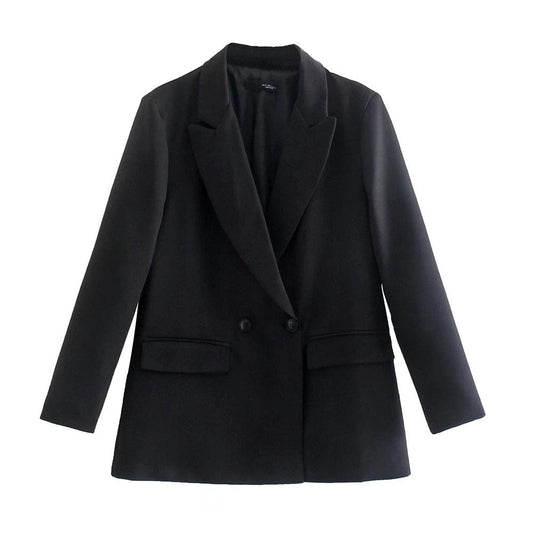 Women's Tailored Blazer Double-Breasted Structured Silhouette Notched Lapels