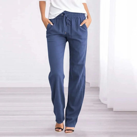 Women's Casual Trousers Lightweight Breathable Fabric Relaxed Fit Elastic Waist