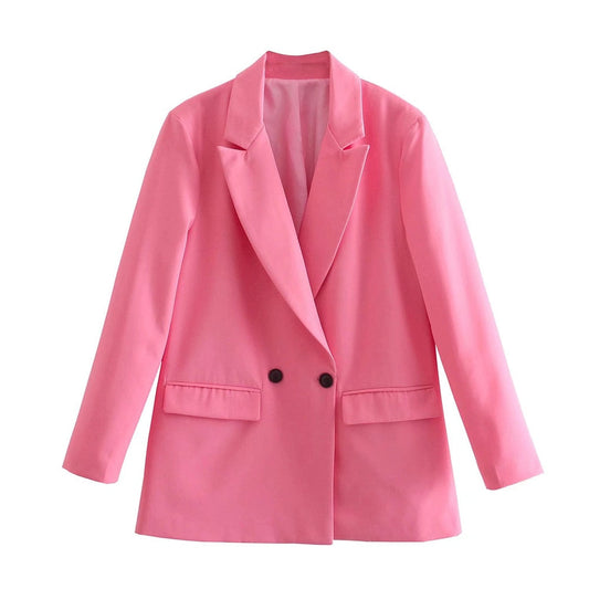 Women's Tailored Blazer Double-Breasted Structured Silhouette Notched Lapels