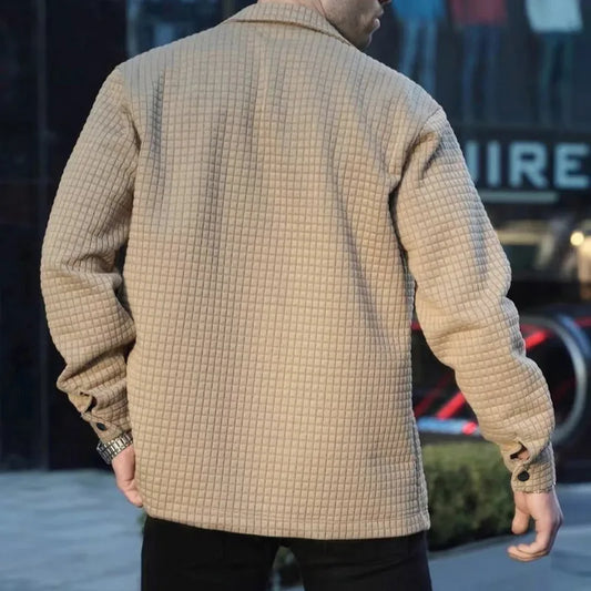 Men's Quilted Casual Jacket - Relaxed Fit - Button Front