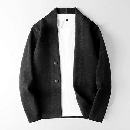 Men's Chunky Knit Cardigan Shawl Collar