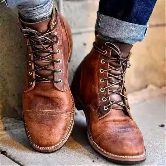 Men's Ankle Boots Leather Lace-Up