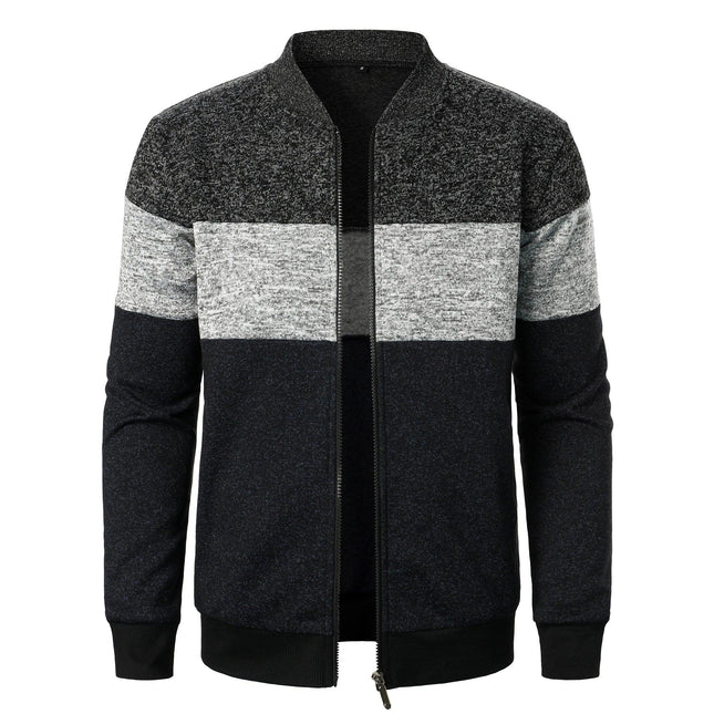Strix Stand Collar Knit Jacket | Autumn Streetwear with Zipper Closure & Striped Pattern - northernnomad
