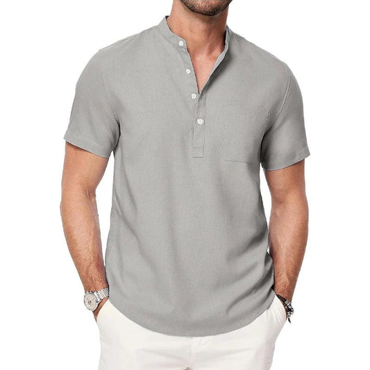 Shoreline Henley | Men's Lightweight Cotton Beach Shirt with Pocket - northernnomad