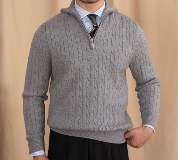 Men's Half-Zip Sweater Cable Knit