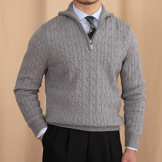 Men's Half-Zip Sweater Cable Knit