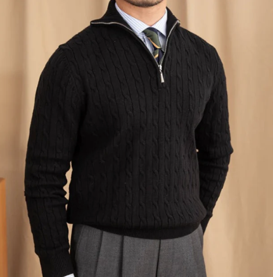 Men's Half-Zip Sweater Cable Knit