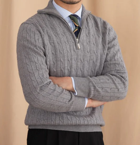 Men's Half-Zip Sweater Cable Knit